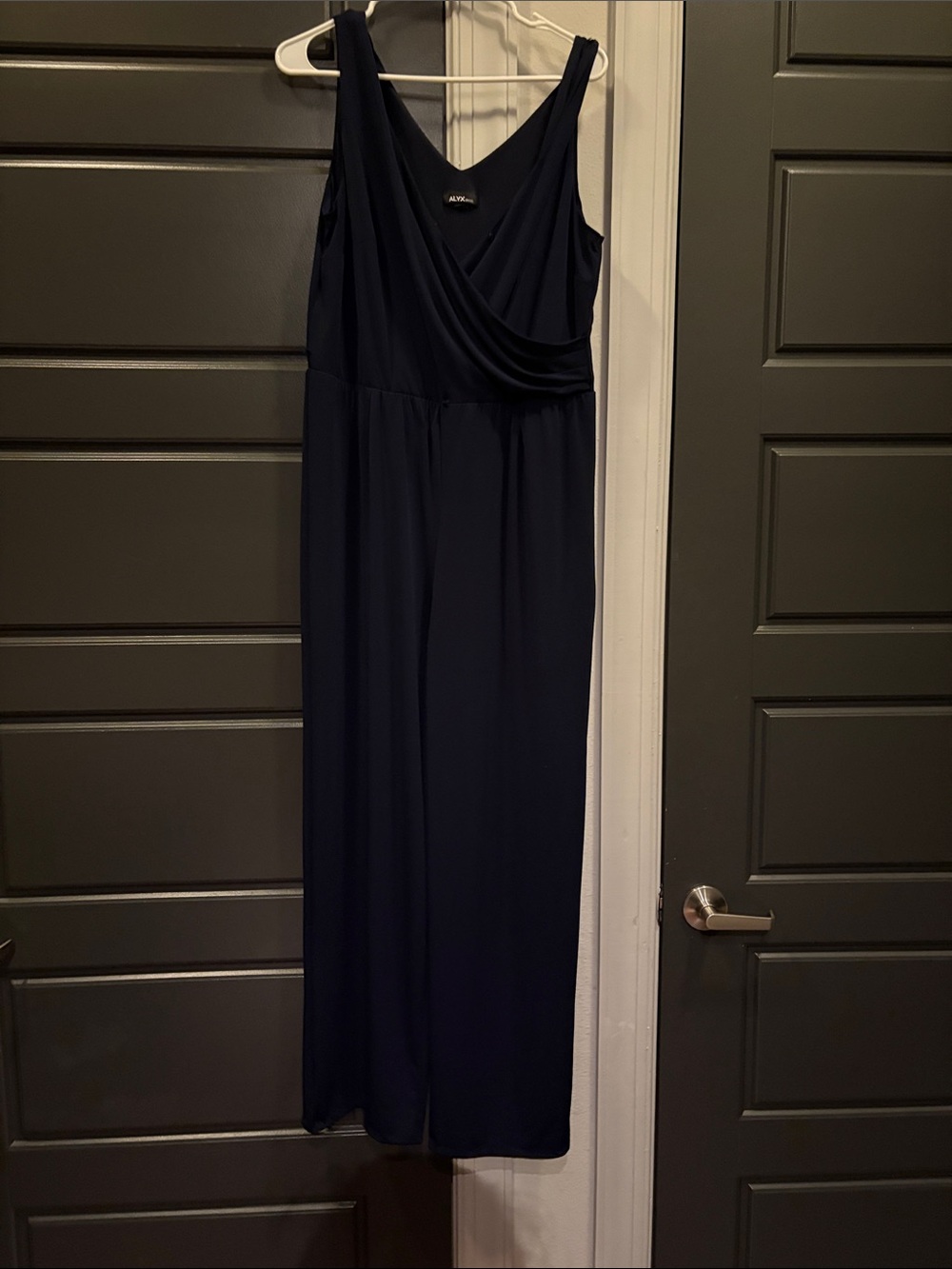 Alyx 9 Navy Sleeveless Faux-Wrap jumpsuit